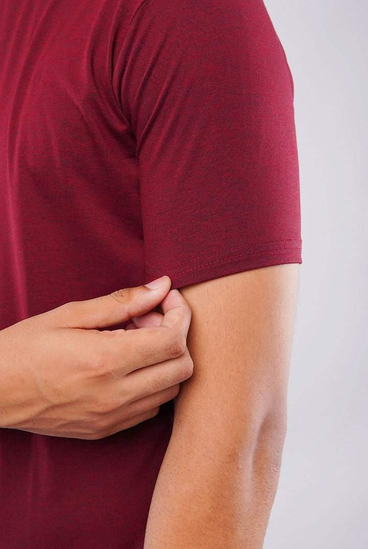 Burgundy Solid Crew Neck T-shirt-MENDEEZ-T-Shirts