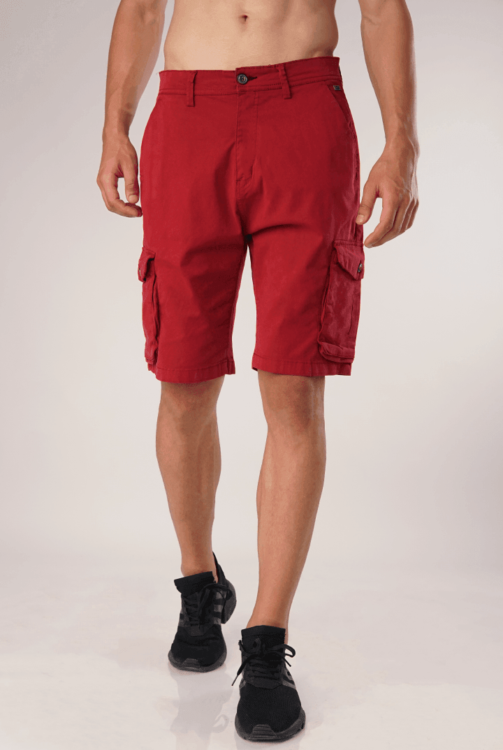 Cherry Red Cargo Shorts-MENDEEZ-Shorts