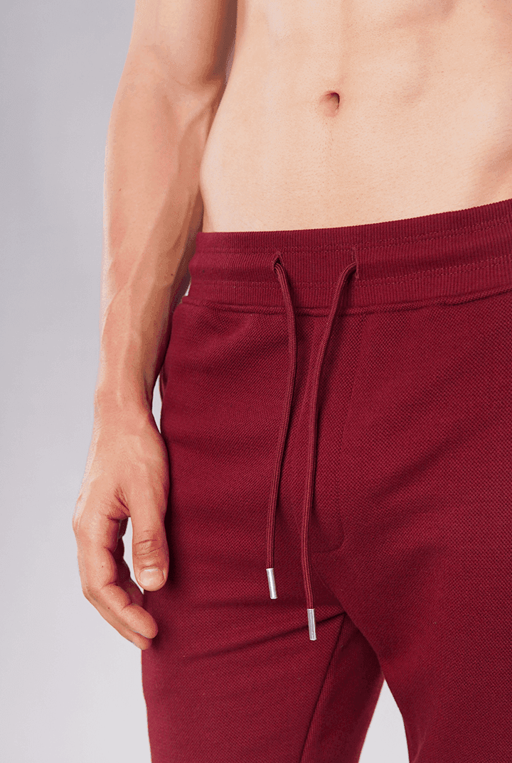 Claret Pique Terry Shorts-MENDEEZ-Shorts