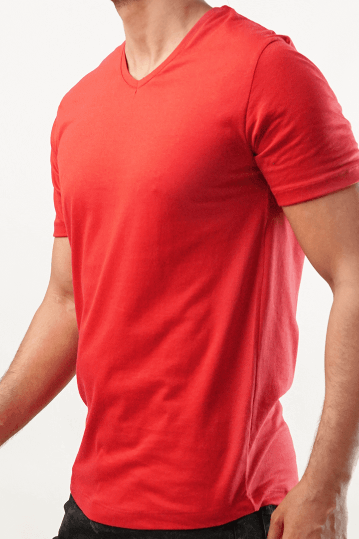 Claret V Neck Shirt - Red-MENDEEZ-T-Shirts