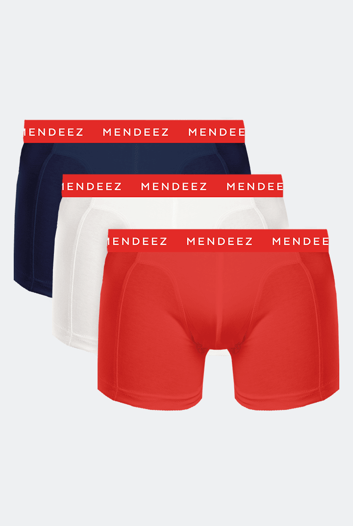 Classic Solid Colored Jacquard Boxer Briefs - Pack of 3-MENDEEZ-Brief