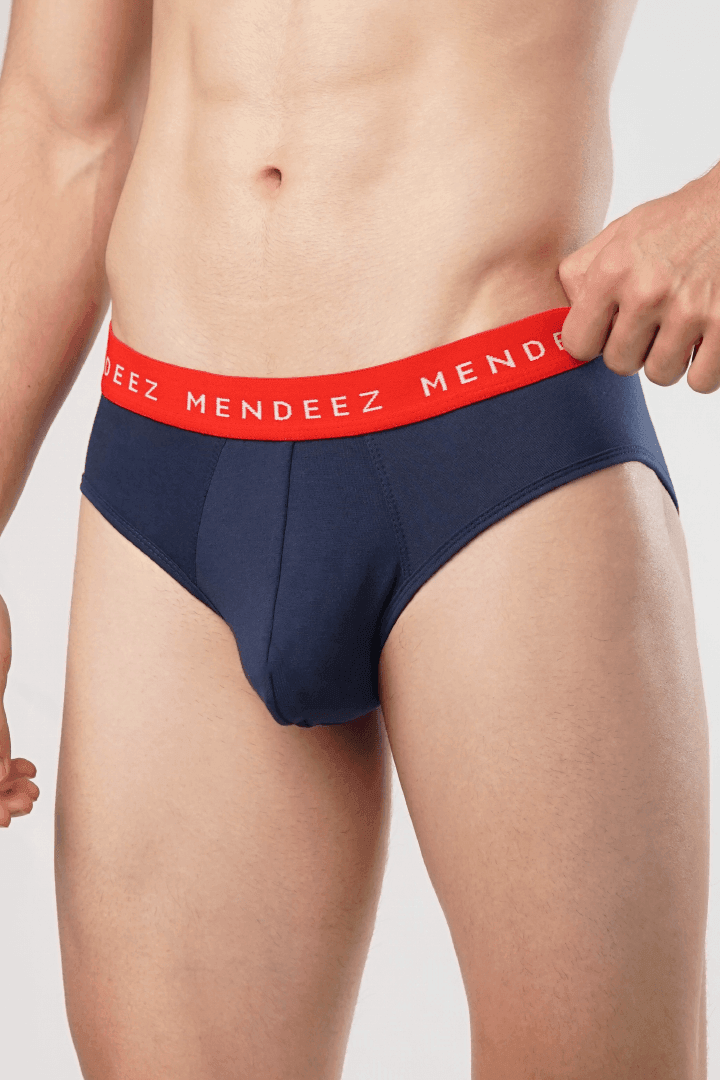 Classic Solid Colored Jacquard Briefs - Pack of 3-MENDEEZ-Brief
