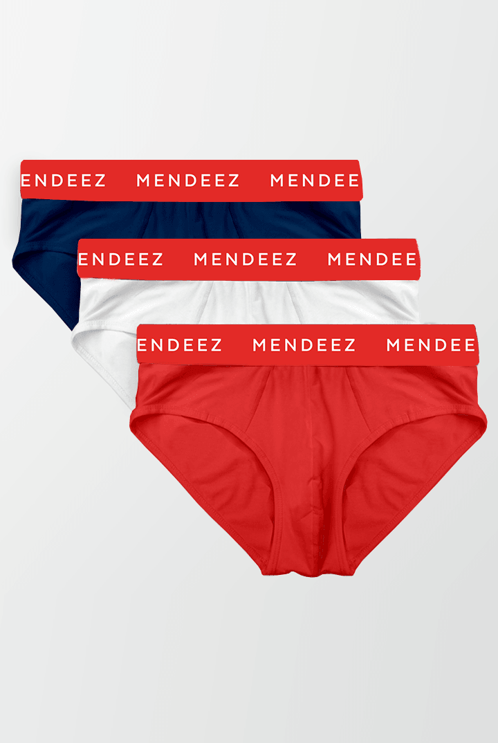Classic Solid Colored Jacquard Briefs - Pack of 3-MENDEEZ-Brief