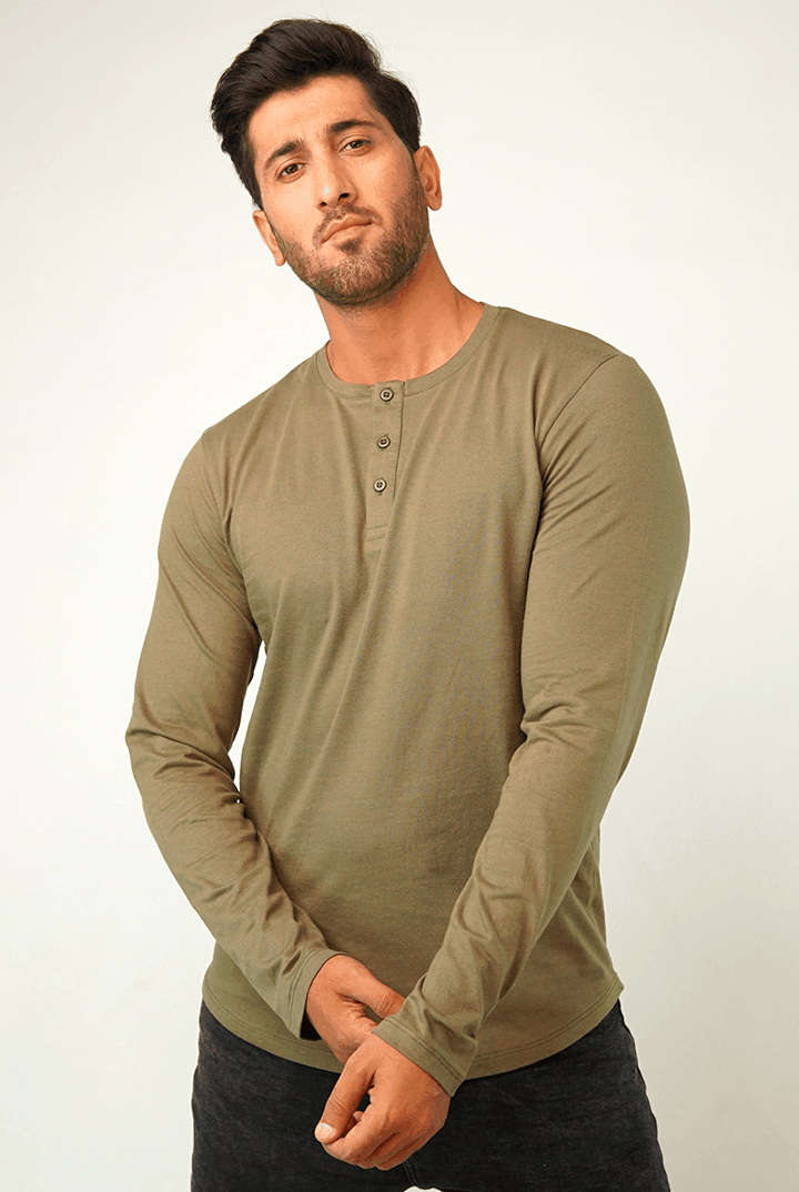 Croco Full Sleeve Henley T-Shirt-MENDEEZ-T-Shirts