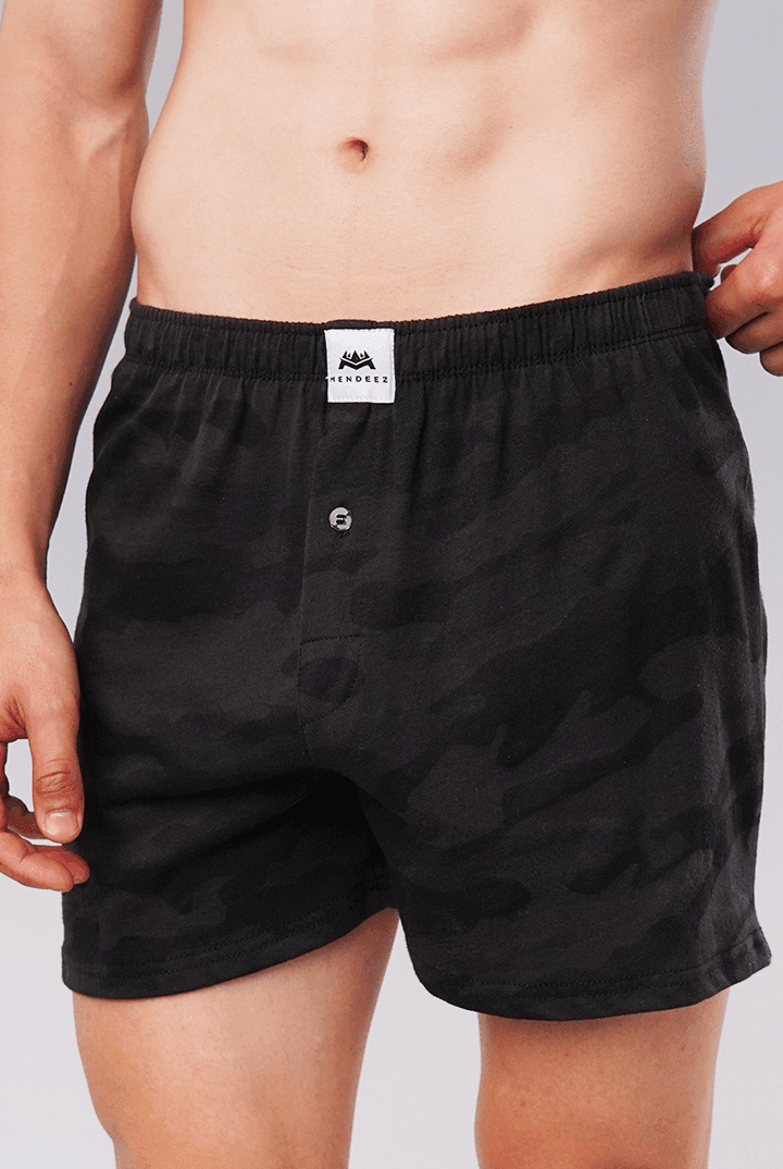 Dark Puzzle Camo Jersey Boxer Shorts-MENDEEZ-Boxers