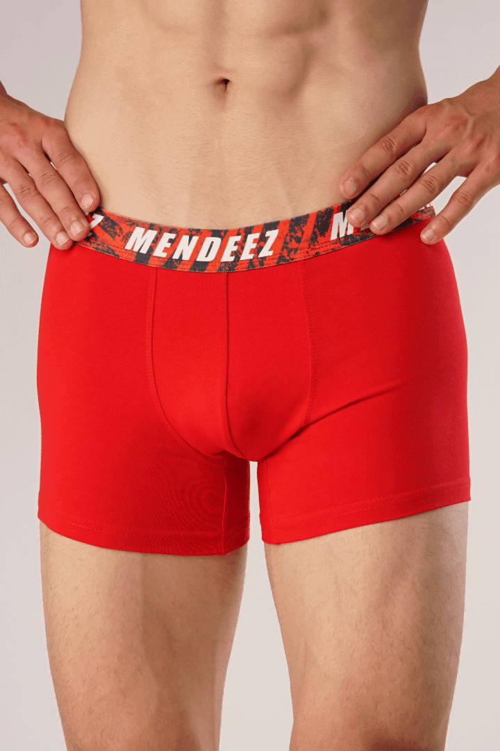 Graphical Red Boxer Trunk-MENDEEZ-Trunks