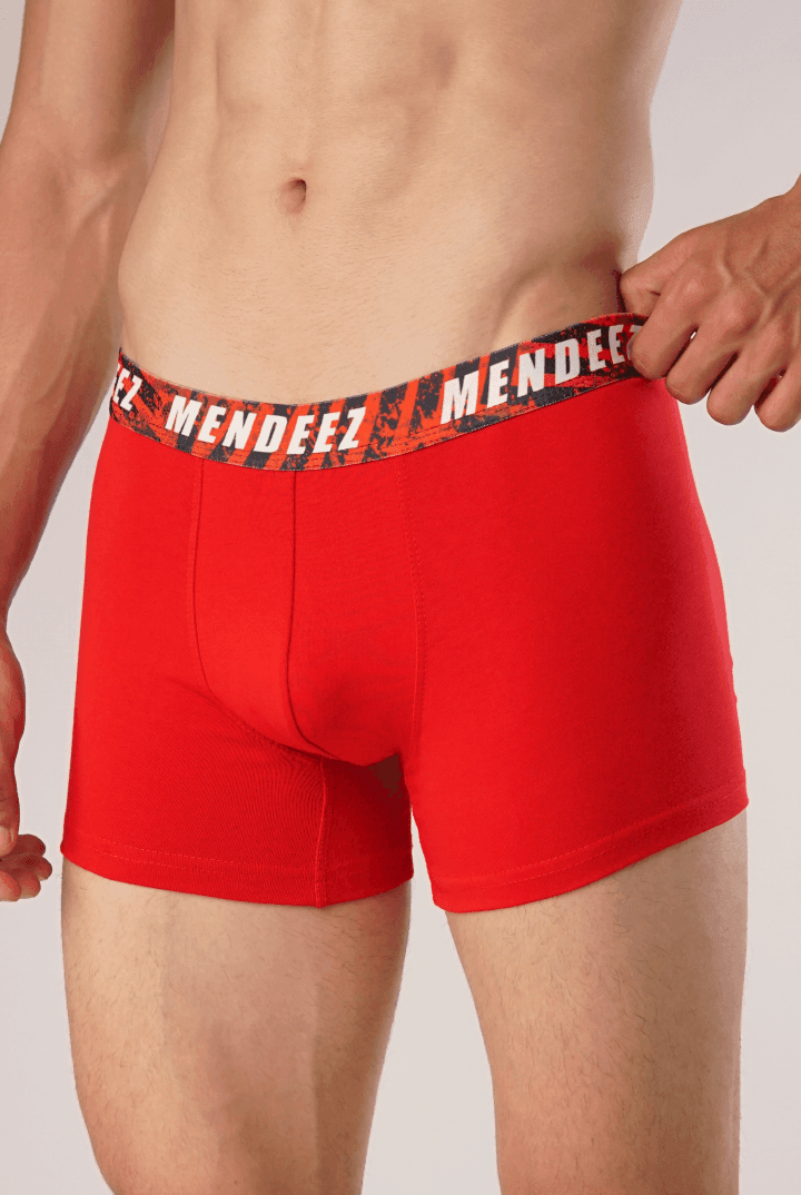 Graphical Red Boxer Trunk-MENDEEZ-Trunks