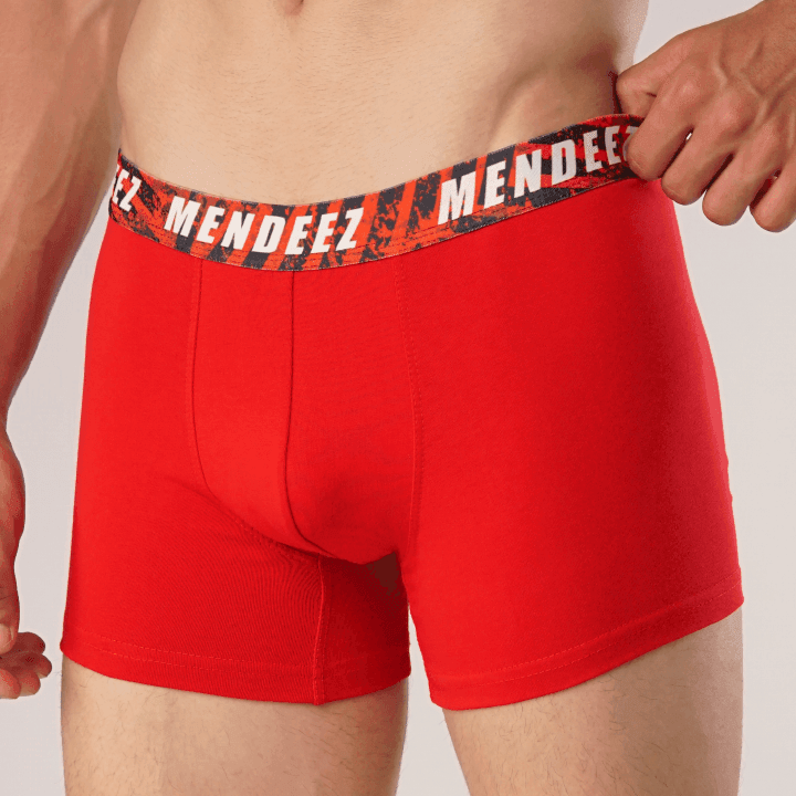 Graphical Red Boxer Trunk-MENDEEZ-Trunks