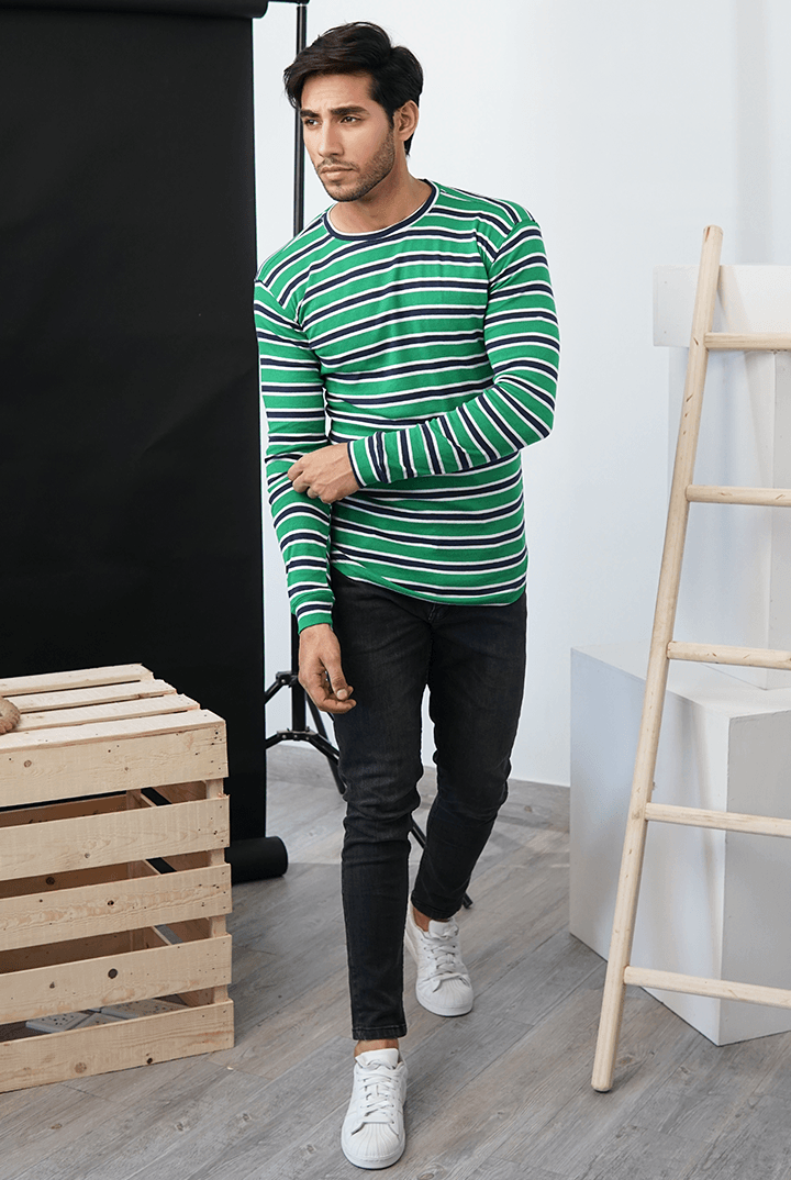 Green and Blue Striped Sweatshirt - Mendeez PK
