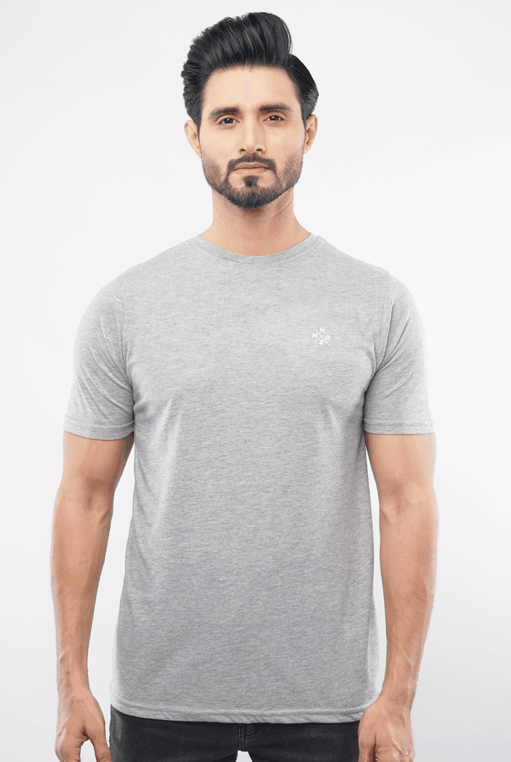 Grey Crew Neck Tshirt-MENDEEZ-T-Shirts