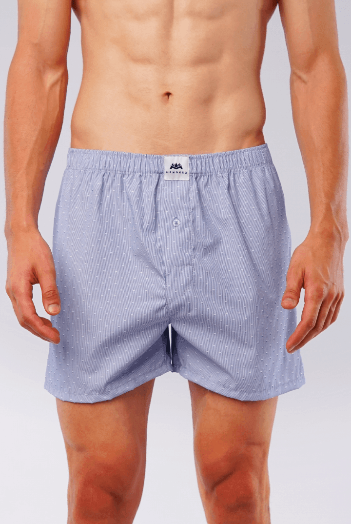 Icy Polka Woven Boxer Shorts-MENDEEZ-Boxers