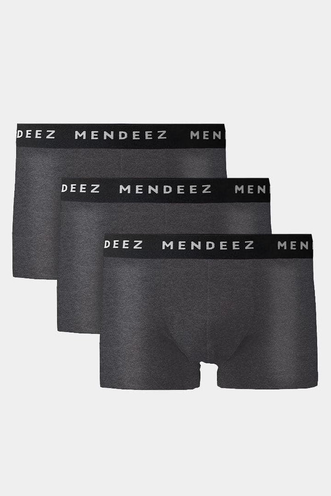 Jacquard Boxer Trunks - Pack of 3 - Charcoal-MENDEEZ-Trunks