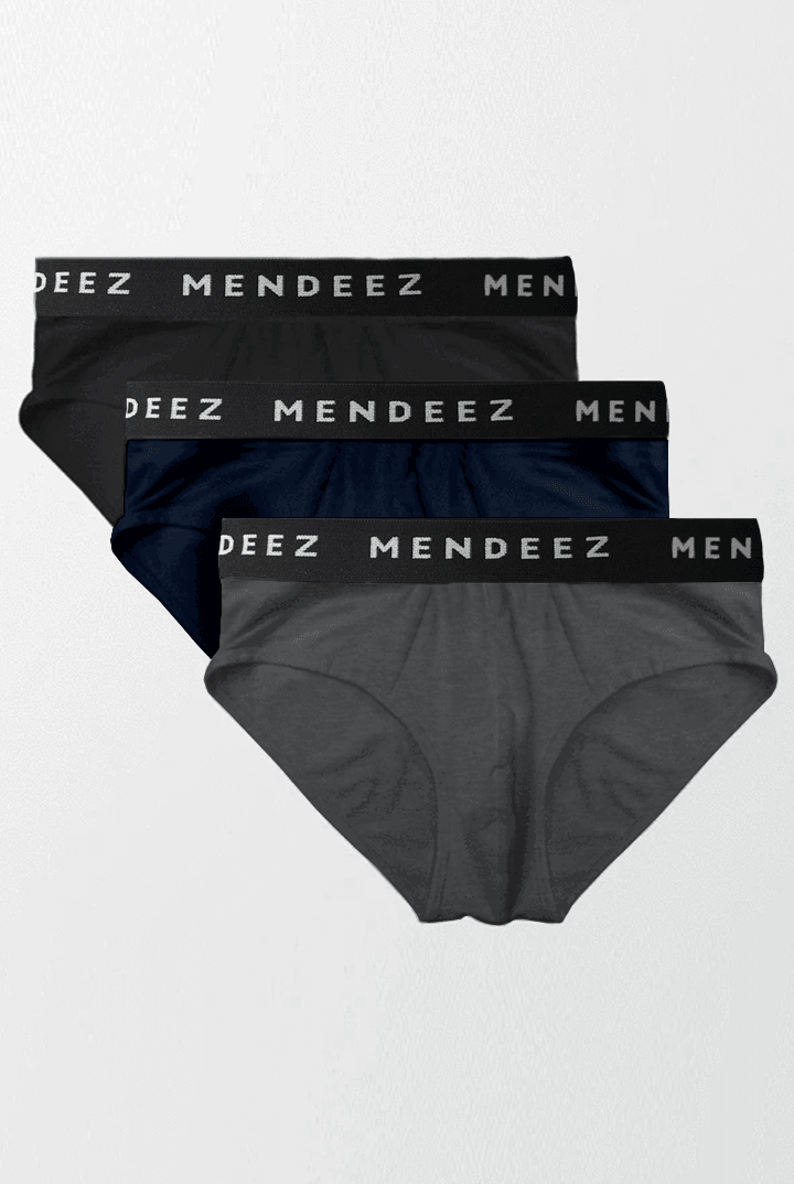 Jacquard Brief - Pack of 3 (Black, Navy, Charcoal)-MENDEEZ-Brief