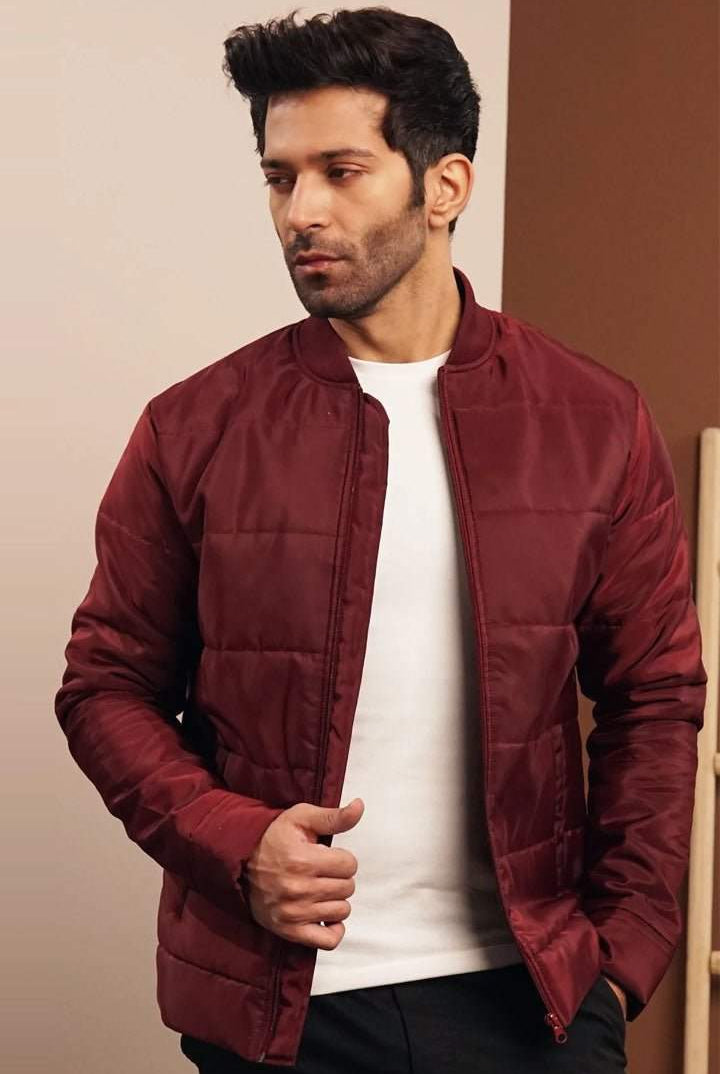 Maroon Puffer Jacket-MENDEEZ-Jackets