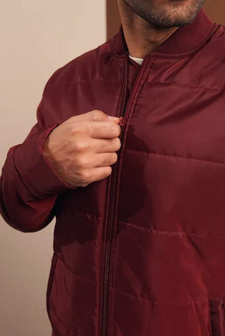 Maroon Puffer Jacket-MENDEEZ-Jackets