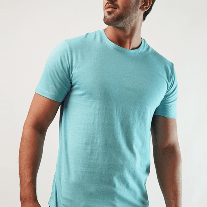 Ocean Crew Neck T-Shirt - Pastel Blue - MENDEEZ (4789615001709)