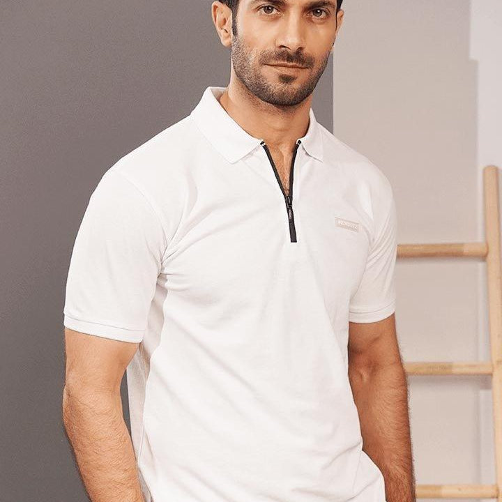 Powdery Zipper Polo-MENDEEZ-T-Shirts