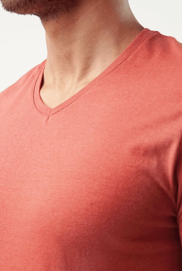 Swart V-neck T-Shirt - Rust (4789604253805)