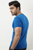 Ribbed Crewneck T-Shirt – Bold Blue - MENDEEZ (4528414031981)