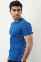 Ribbed Crewneck T-Shirt – Bold Blue - MENDEEZ (4528414031981)