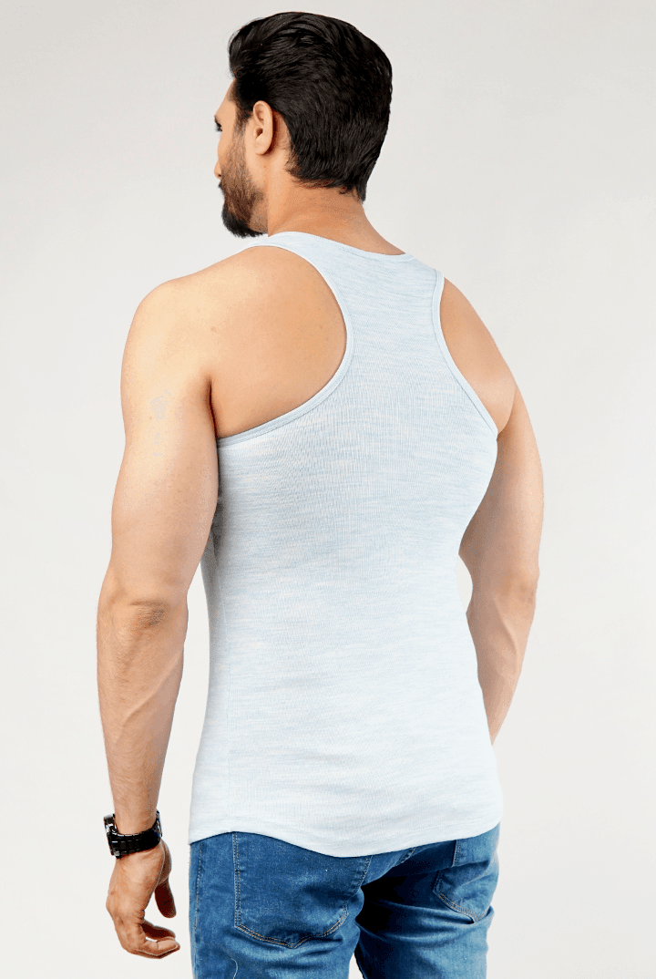 Rocco Tank Top - Textured Ice Blue-MENDEEZ-Tanktops