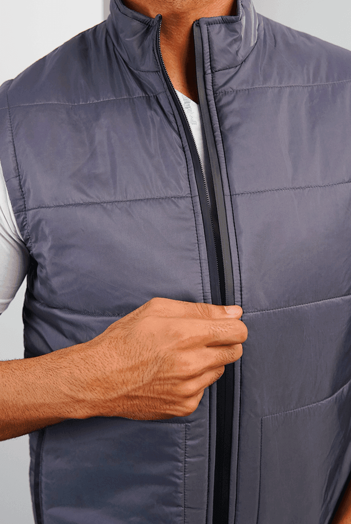 Roman Silver Sleeveless Puffer Jacket-MENDEEZ-Jackets