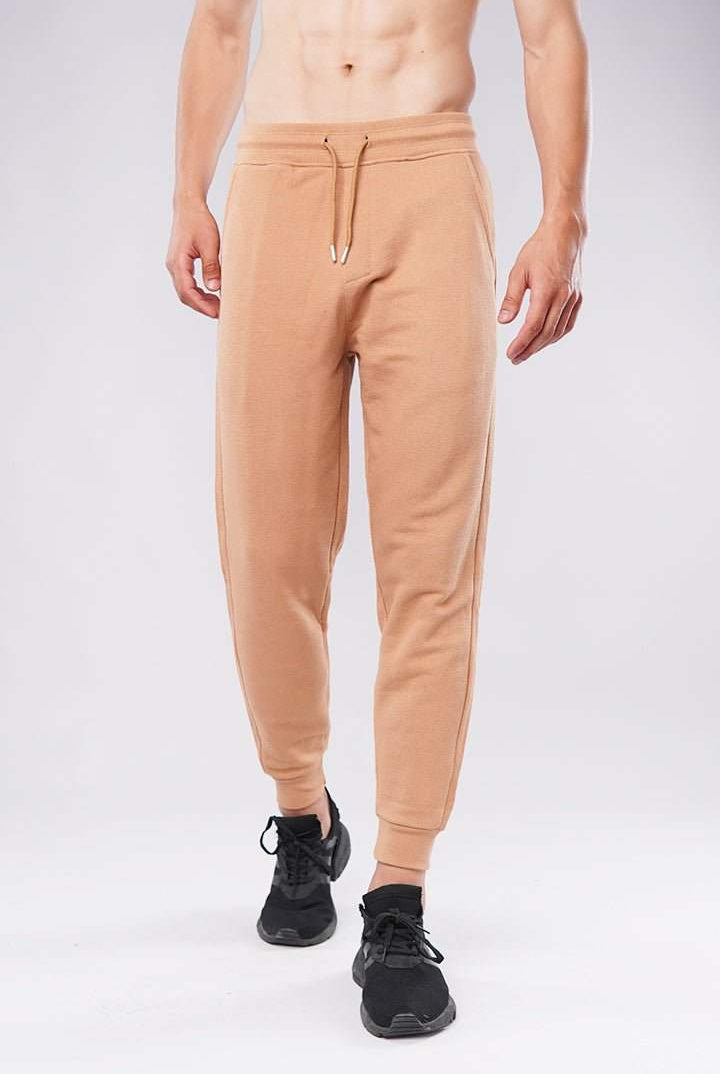 Safari Tan Pique Terry Jogger Pants-MENDEEZ-Jogger Pants
