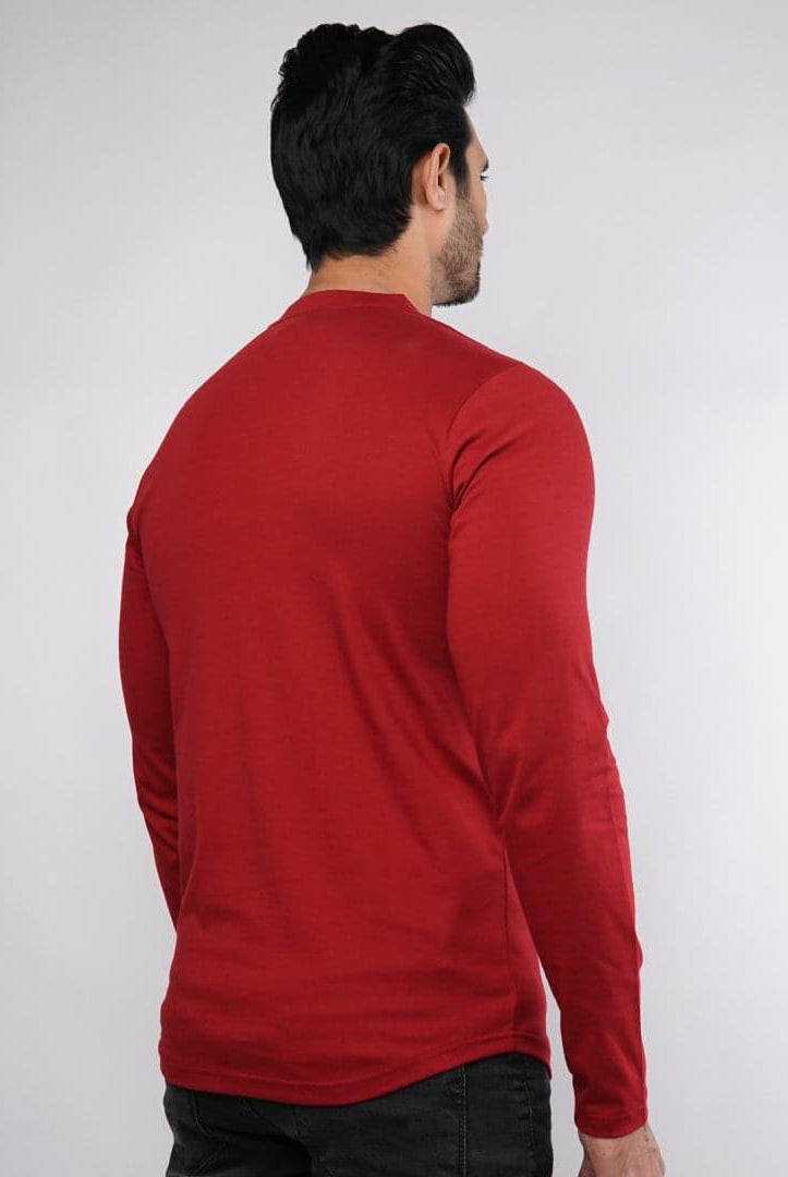 Sangria Full Sleeves Henley Tshirt-MENDEEZ-T-Shirts