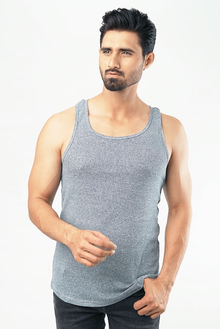 Ash Grey Textured Tank Top - Mendeez PK
