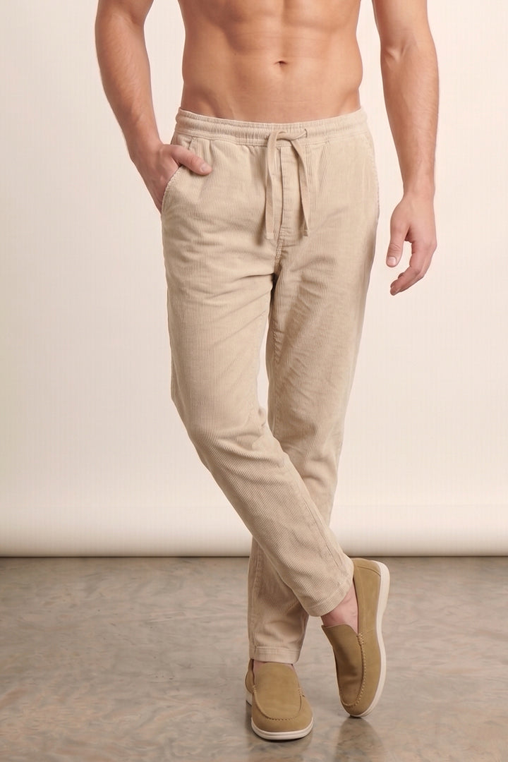Jogger Pants - Beige-1-MENDEEZ