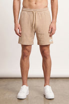Cable Knit Textured Shorts - Beige-1-MENDEEZ