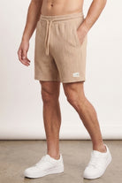 Cable Knit Textured Shorts - Beige-2-MENDEEZ