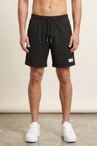 Diamond Mesh Textured Shorts - Black-1-MENDEEZ