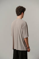 Oversized Texture Crew T-Shirt - Khaki Beige-3-MENDEEZ