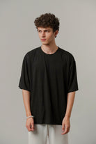 Oversized Texture Crew T-Shirt - Black-2-MENDEEZ