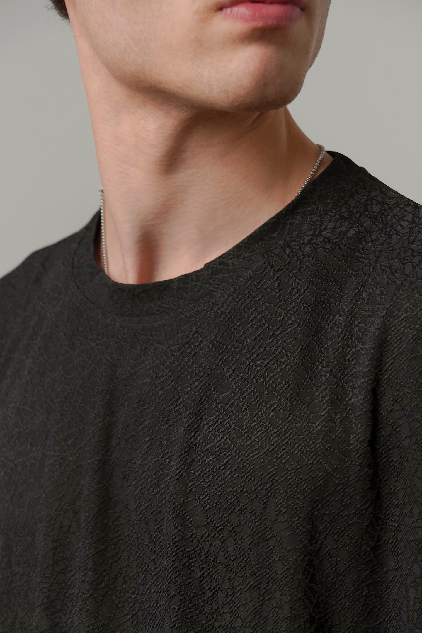 Oversized Texture Crew T-Shirt - Black-5-MENDEEZ