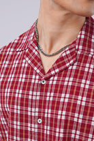 Checkered Cuban Shirt - Red & White - Mendeez