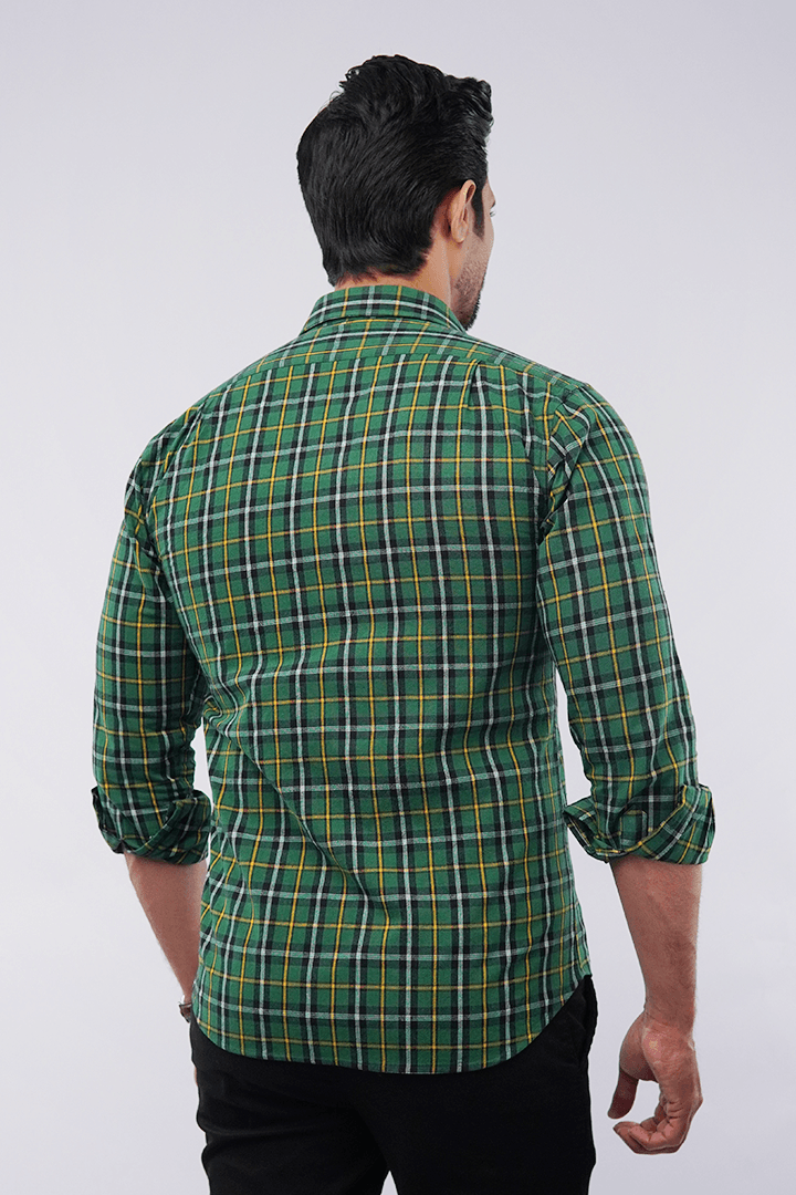 Checkered Button Down Shirt - Green & Yellow - Mendeez PK 