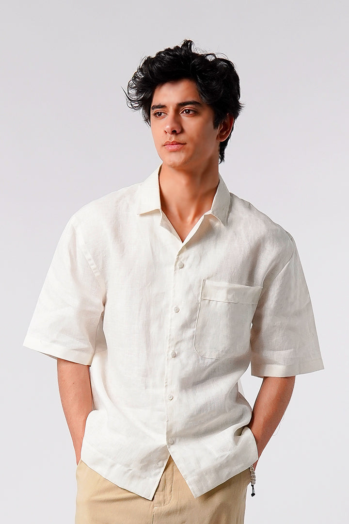 Box Fit Cuban Shirt - White - Mendeez