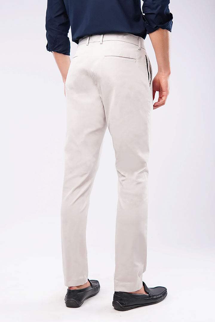 Slim Fit Chinos - Ash White - Mendeez