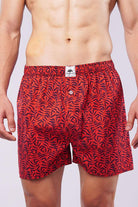 Printed Woven Boxer Shorts - Red - Mendeez