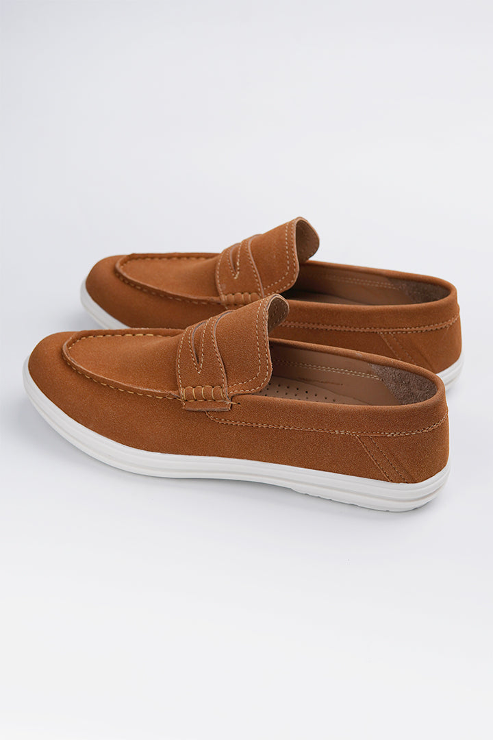 Slip On Suede Loafers - Brown - Mendeez