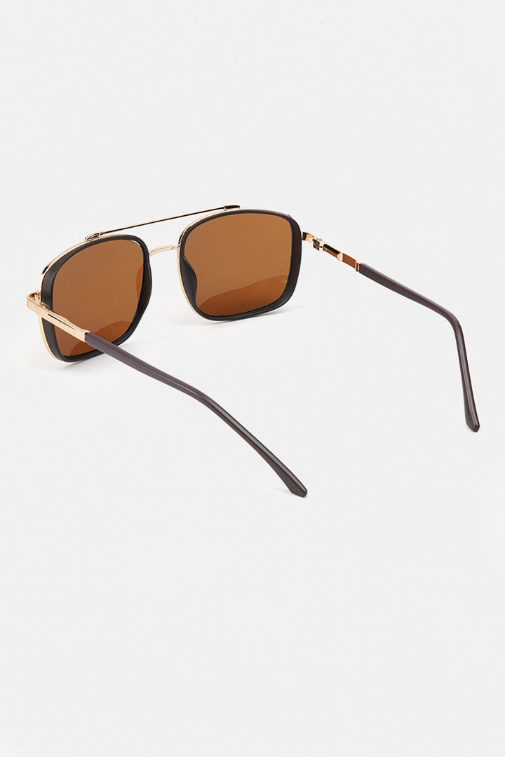 Double Bridge Square Sunglasses - Gold - Mendeez