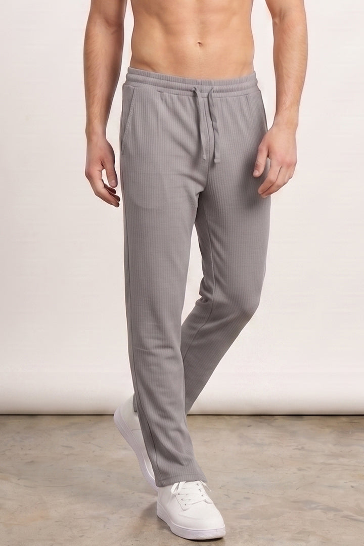 Split Hem Trousers - Grey-3-MENDEEZ