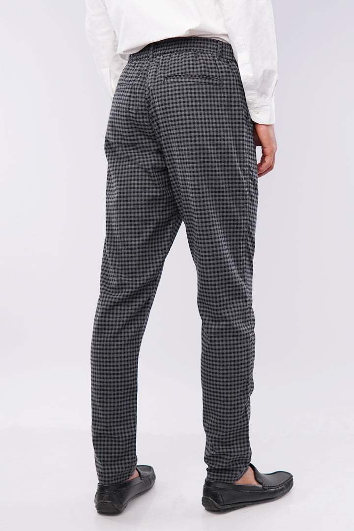 Check Pleated Pants - Black & Grey - Mendeez