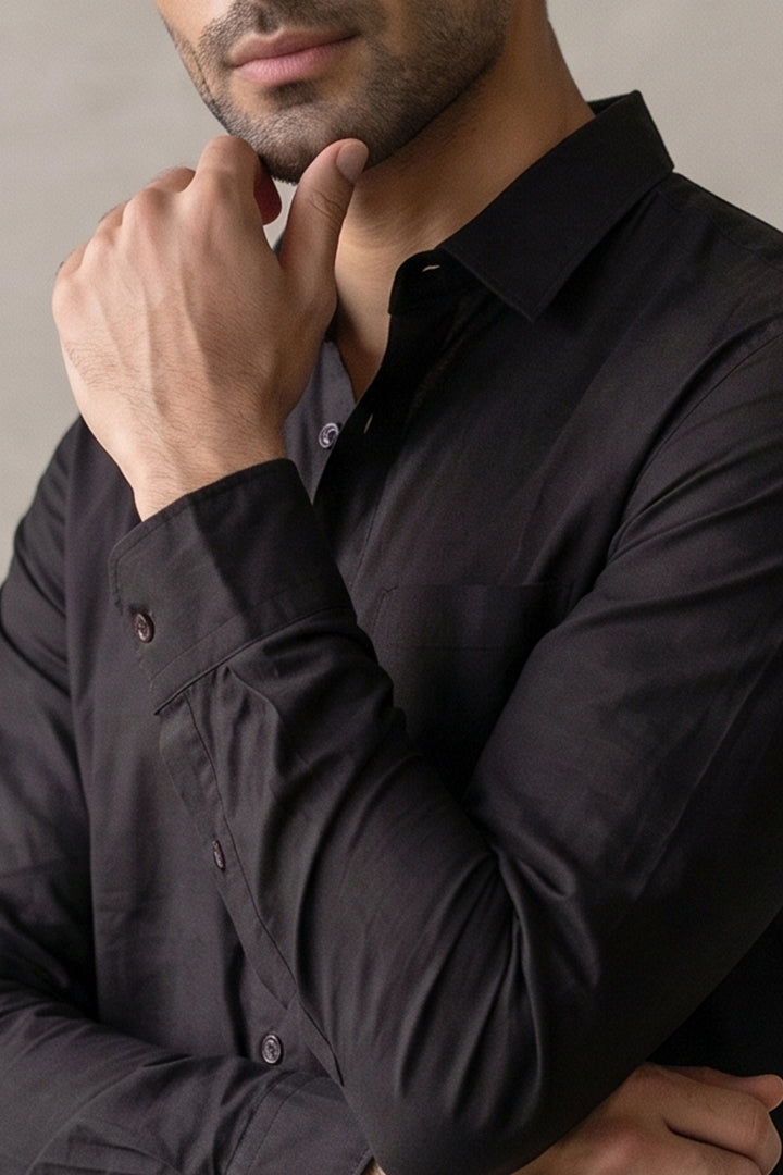Linen Shirt - Black - Mendeez