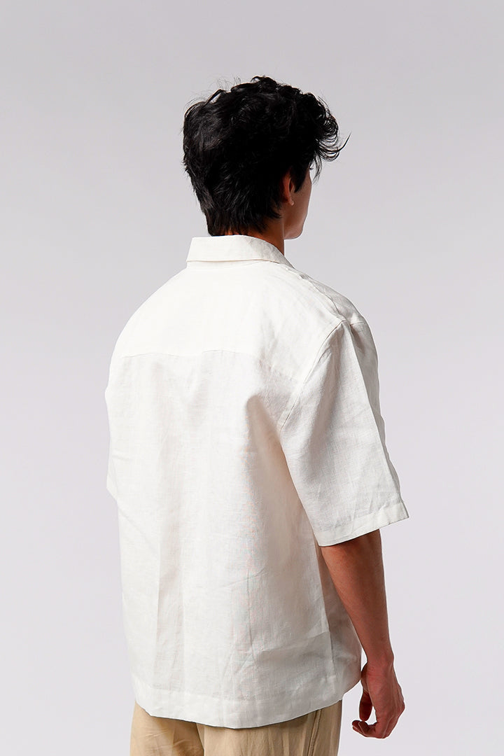 Box Fit Cuban Shirt - White - Mendeez