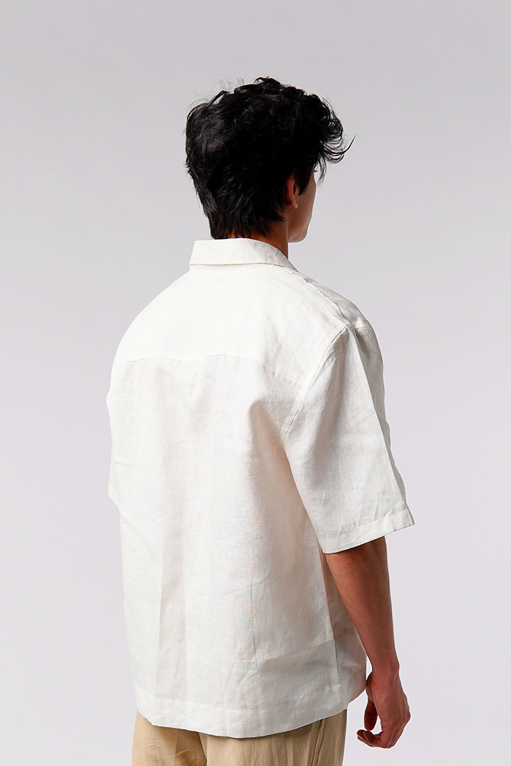 Box Fit Cuban Shirt - White - Mendeez