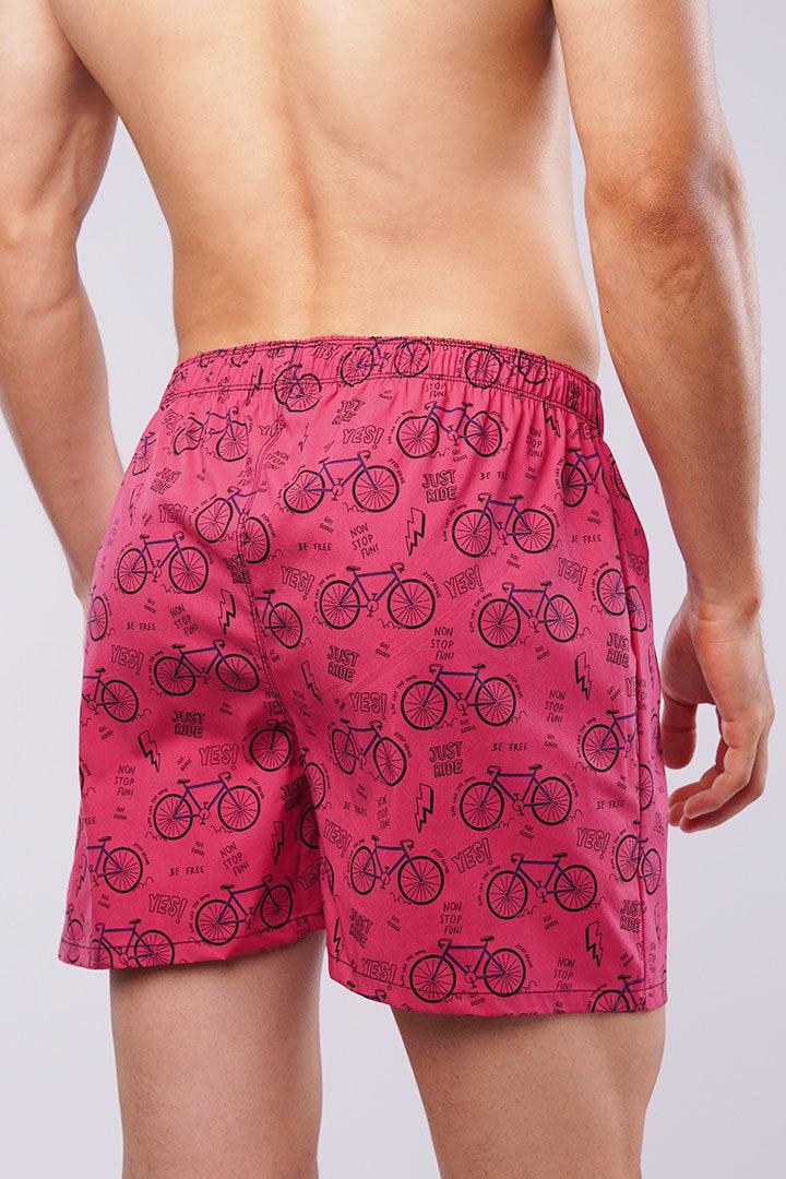 Printed Woven Boxer Shorts - Pink - Mendeez