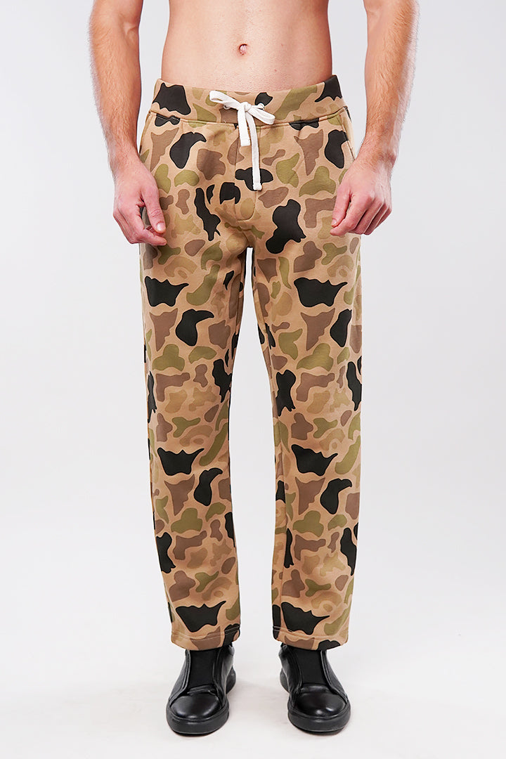 Camouflage Fleece Jogger Pants - Brown - Mendeez